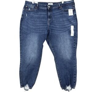 Denizen Levis Women Boyfriend Blue Denim Jeans Plus Sz 24 Distressed Stretch NWT